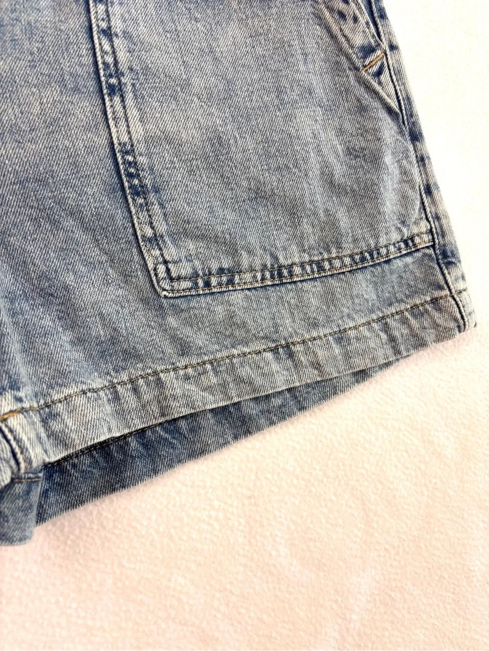 Gap Easy Denim Utility Short Elastic High Rise Front Patch Pockets Acid Wash (M)